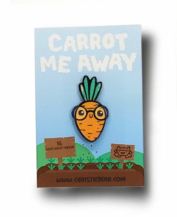 Carrot Glasses Glitter Soft Enamel Pin with Epoxy Pin By ChristieBear