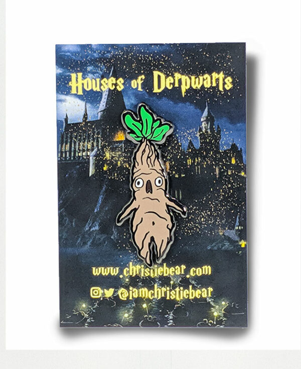 Houses of Derpwarts Mandrake Root Harry Potter Hard Ename Pin Parody by ChristieBear